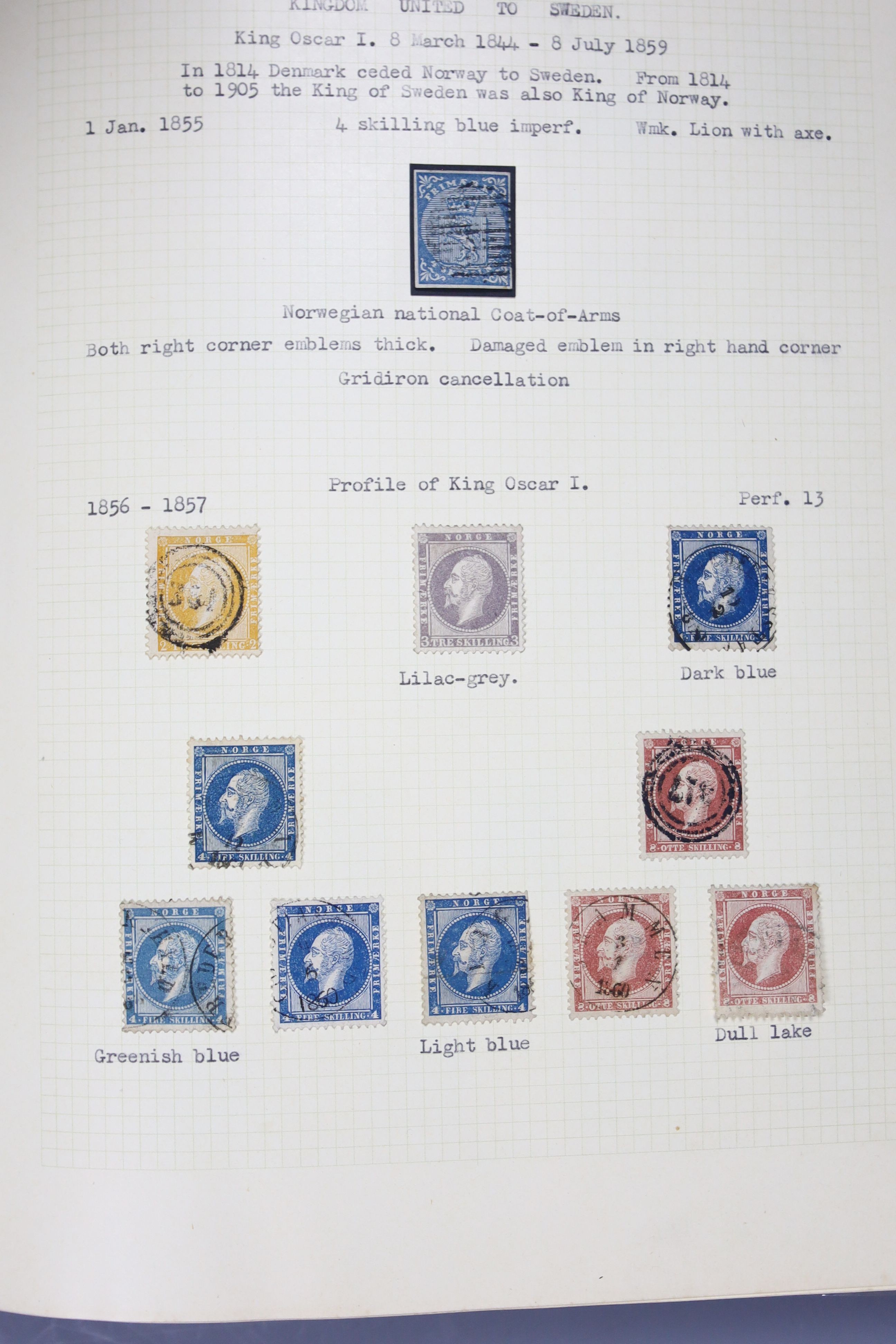 Norway stamp collection in three albums from 1855–1980, mint and used and two further albums various themes (five)